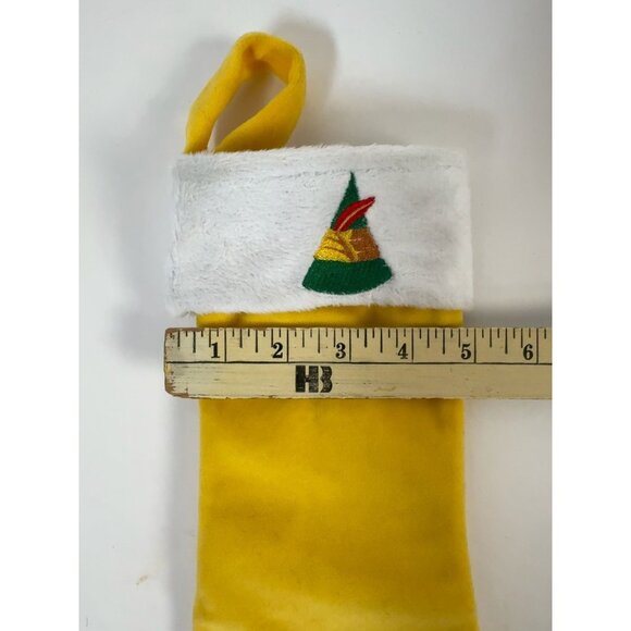 Yellow Elf-Themed Christmas Stocking With Embroidered Hat & Red Feather - Picture 10 of 12